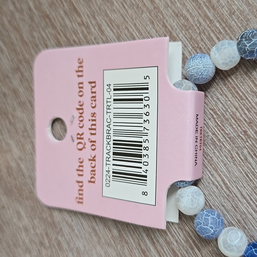 NWT Simply Southern Blue and White Beaded Tracker Bracelet with Pink Turtle - Picture 4 of 4